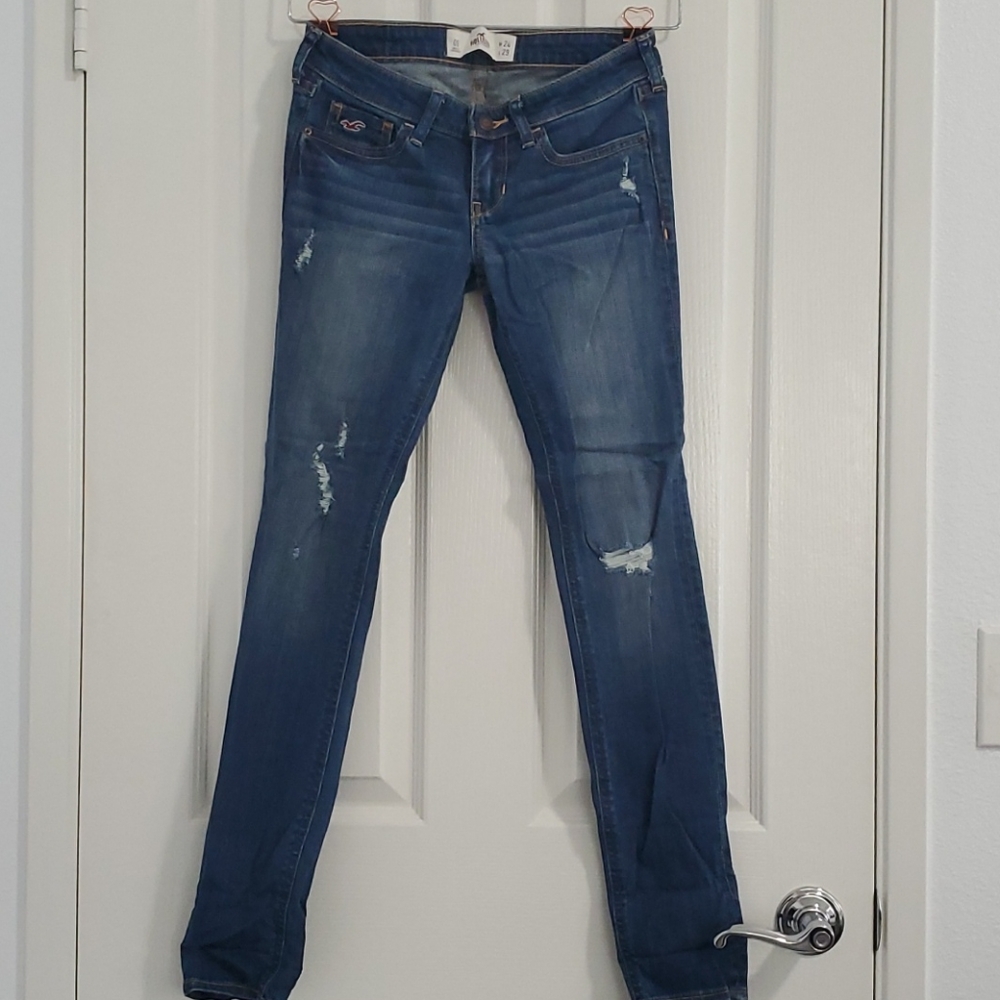 Vintage Y2K Hollister Distressed Super Skinny Jeans With Seagull Logo